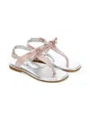 Monnalisa Bow-detail T-strap Sandals In Pink