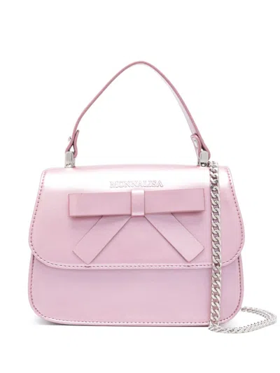 Monnalisa Kids' Bow-detail Tote Bag In Pink