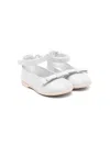 Monnalisa Bow-detail Touch-strap Ballerinas In Silver