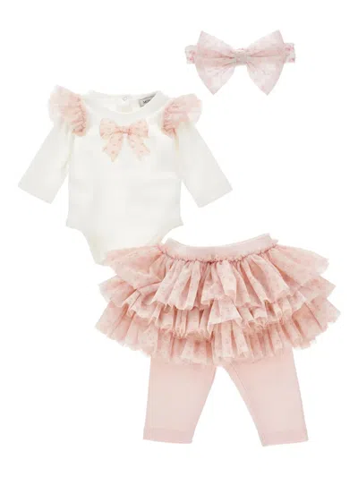 Monnalisa Babies' Bow-detail Trouser Set In Pink