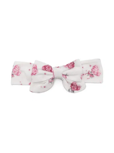 Monnalisa Babies' Bow-detailed Printed Hair Band In White
