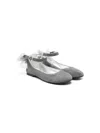 Monnalisa Girls Grey Suede Leather Bow Shoes In Grey