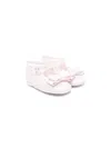 Monnalisa Bow-detailing Gabardine Ballerina Shoes In 粉色