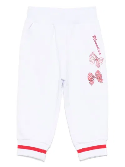 Monnalisa Babies' Bow-detailing Track Pants In 白色