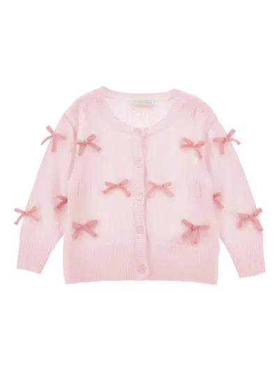 Monnalisa Kids' Bow-embellished Cardigan In Pink