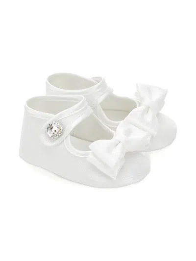 Monnalisa Babies' Bow Embellished Crib Shoes In White