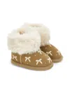 Monnalisa Bow-embellished Fur-lined Boots In Brown