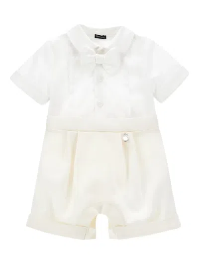 Monnalisa Babies' Bow Embellished Romper In White