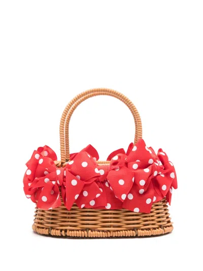 Monnalisa Kids' Bow-embellished Tote Bag In Red