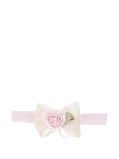 Monnalisa Babies' Bow Floral Headband In Pink