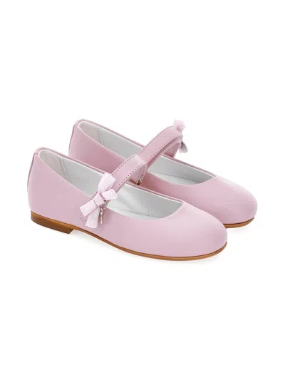 Monnalisa Kids' Bow Heart Charm Ballerinas In Pink