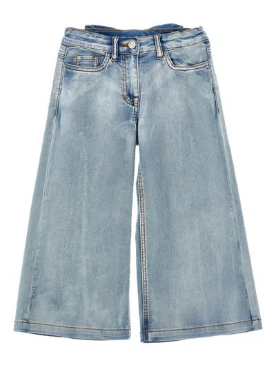 Monnalisa Kids' Bow Jeans In Blue