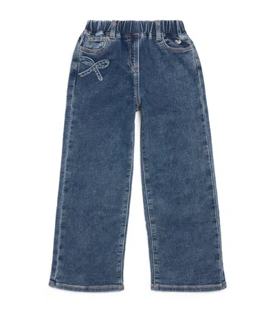 Monnalisa Kids'  Bow Jeans In Blue