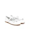 Monnalisa Bow Leather Ballerina Shoes In White