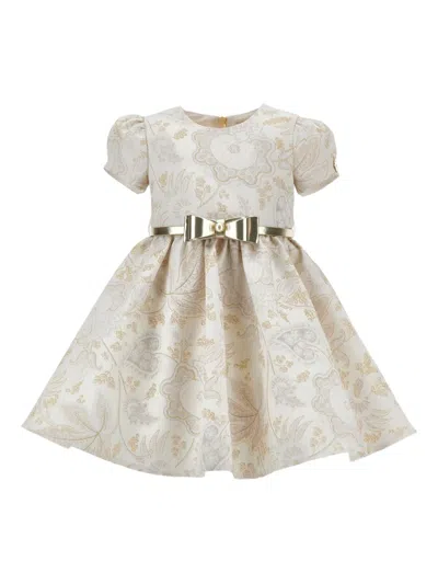 Monnalisa Babies' Bow Paisley Dress In Neutral