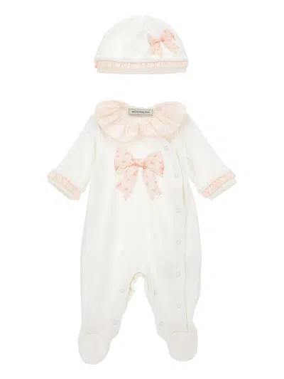 Monnalisa Bow-print Babygrow Set In White