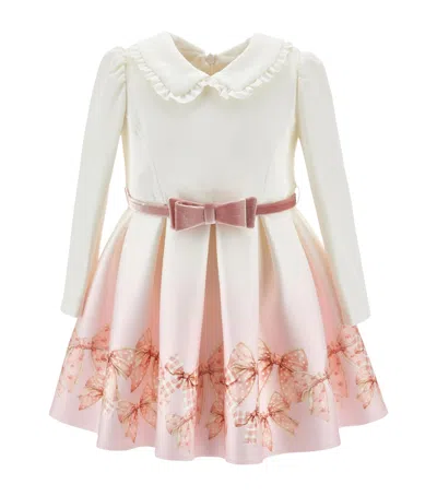 Monnalisa Kids' Bow Print Dress In Pink