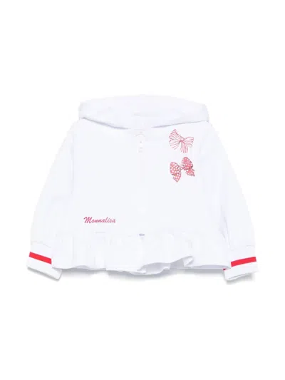 Monnalisa Babies' Bow-print Hoodie In 白色