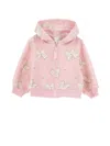 Monnalisa Bow Print Hoodie In Antique Rose + Cream