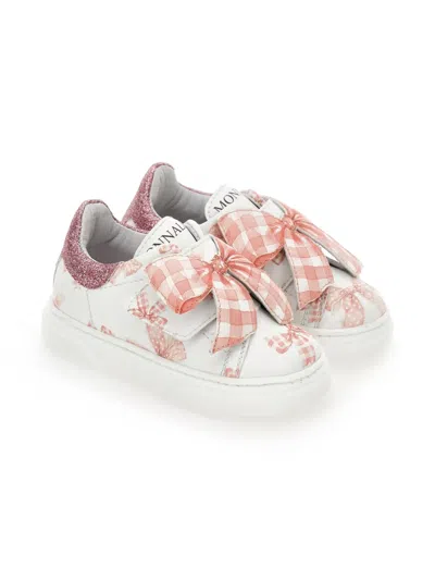 Monnalisa Babies' Bow-print Leather Sneakers In Multi