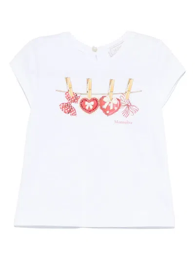 Monnalisa Babies' Bow-print T-shirt In White