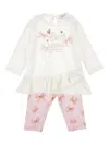 Monnalisa Bow-print Trousers Set In White