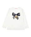 Monnalisa Cotton T-shirt With Bow Print In White