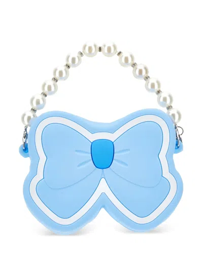 Monnalisa Bow-shape Pearl Handle Bag In Blue