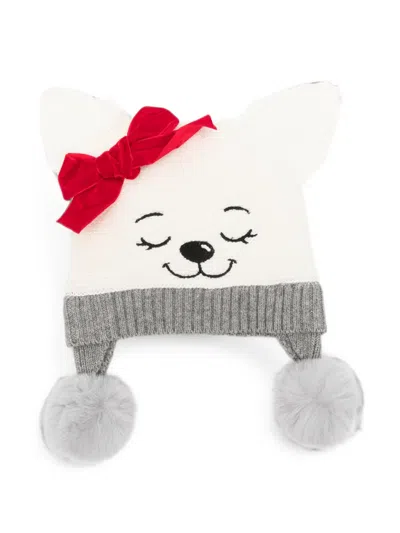 Monnalisa Kids' Bow-detail Cat-ear Beanie Hat In White
