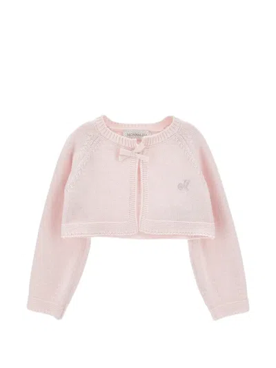 Monnalisa Babies' Bow-detail Cropped Cardigan In Pink