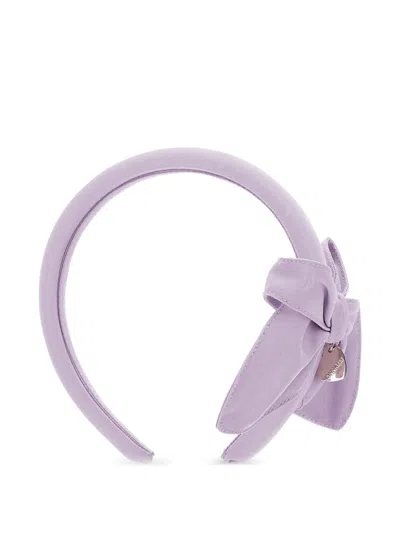 Monnalisa Bow-detail Logo-charm Headband In Purple