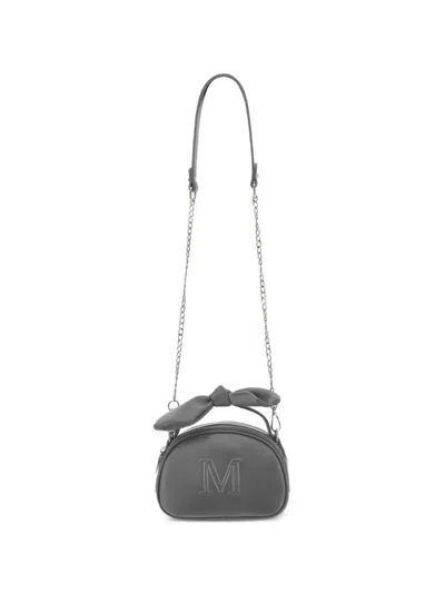 Monnalisa Kids' Bow-detail Logo-embossed Crossbody Bag In Gray