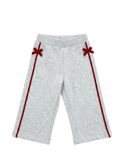 Monnalisa Babies' Bow-detail Side-stripe Track Pants In Gray