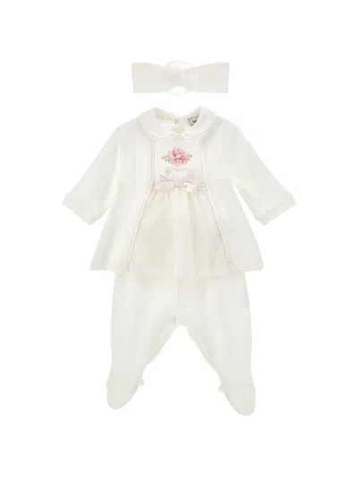 Monnalisa Babies' Bow-detail Trousers Set (set Of Three) In White