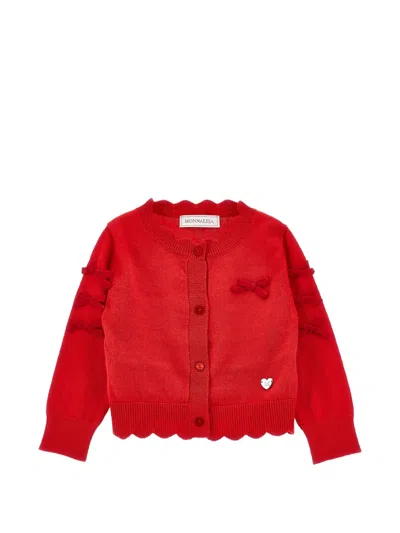 Monnalisa Babies' Bow-embellished Cardigan In Red