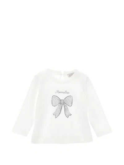 Monnalisa Kids' Bow-embellished T-shirt In White