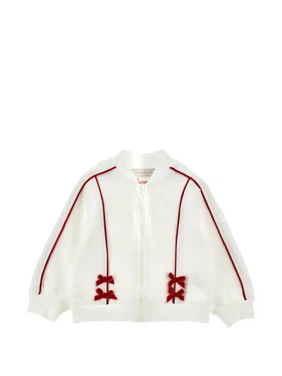 Monnalisa Babies' Bow-embellishment Bomber Jacket In White