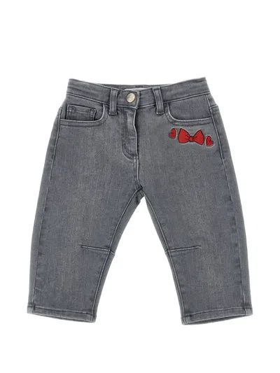Monnalisa Babies' Bow-embroidered Jeans In Gray
