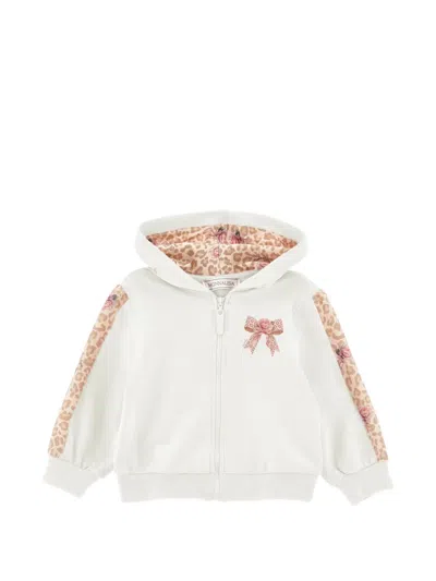 Monnalisa Babies' Bow-print Hoodie In White