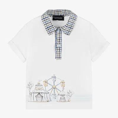 Monnalisa Babies' Boys White Cotton Piqué Polo Shirt