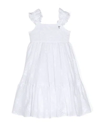 Monnalisa Kids' Broderie-anglaise Casual Dress In White