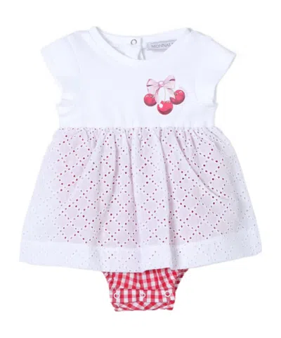 Monnalisa Broderie Anglaise Cotton Dress In White