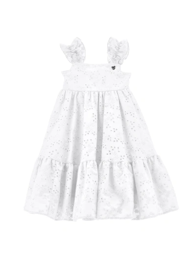 Monnalisa Kids'   Broderie Anglaise Lace Sundress In White