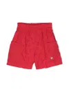 Monnalisa Bermuda Shorts With Broderie Anglaise Lace In Red