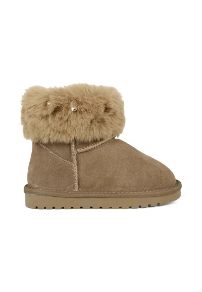 Monnalisa Kids' Brown Ankle Boots For Girl With Stones
