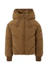 Monnalisa Brown Bomber Jacket For Girl With Logo Patch In Brown