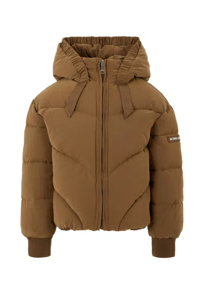 Monnalisa Kids' Brown Bomber Jacket For Girl With Logo Patch