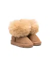 Monnalisa Brushed-effect Pull-on Boots In Brown