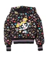 Monnalisa Bubbles Floral Print Hoodie In Black