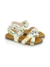 Monnalisa Buckle Floral Sandals In Neutral